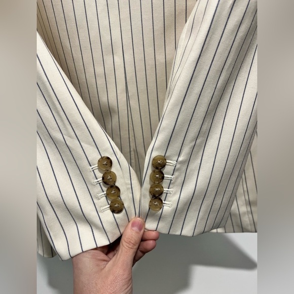 J. CREW Collection classic blazer ivory pinstripe Italian wool Sz 2 NWT $375 - Picture 9 of 16